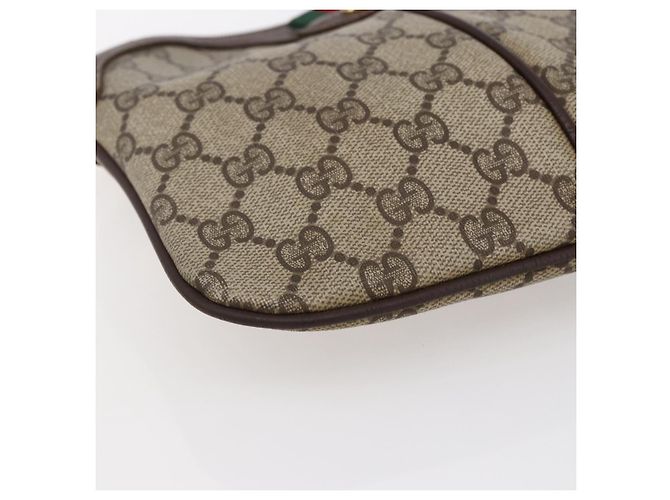 Borsa Gucci GG Supreme Web Sherry Line PVC Beige Oro 904 02 047 Auth BA7465 D'oro - vista 14