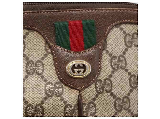 Borsa Gucci GG Supreme Web Sherry Line PVC Beige Oro 904 02 047 Auth BA7465 D'oro - vista 17
