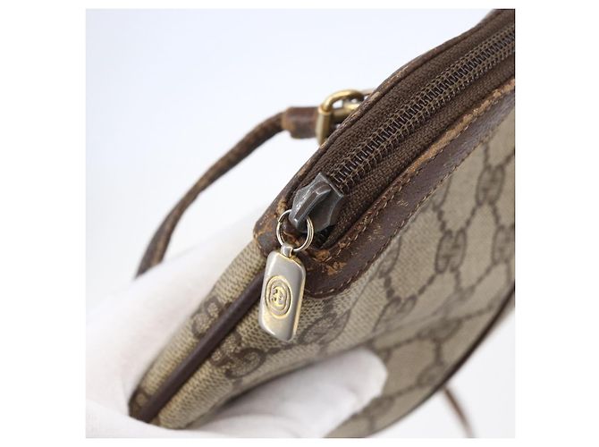 Borsa Gucci GG Supreme Web Sherry Line PVC Beige Oro 904 02 047 Auth BA7465 D'oro - vista 18