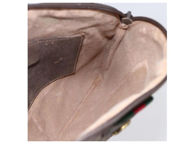 Borsa Gucci GG Supreme Web Sherry Line PVC Beige Oro 904 02 047 Auth BA7465 D'oro - vista 20
