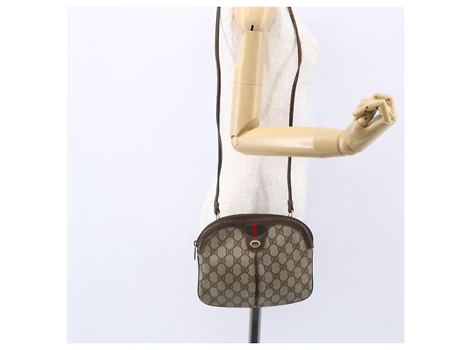 Borsa Gucci GG Supreme Web Sherry Line PVC Beige Oro 904 02 047 Auth BA7465 D'oro - vista 22