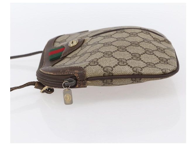 Borsa Gucci GG Supreme Web Sherry Line PVC Beige Oro 904 02 047 Auth BA7465 D'oro - vista 3