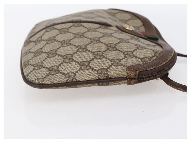 Borsa Gucci GG Supreme Web Sherry Line PVC Beige Oro 904 02 047 Auth BA7465 D'oro - vista 4