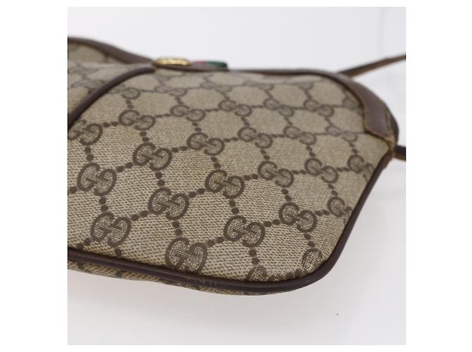 Borsa Gucci GG Supreme Web Sherry Line PVC Beige Oro 904 02 047 Auth BA7465 D'oro - vista 9