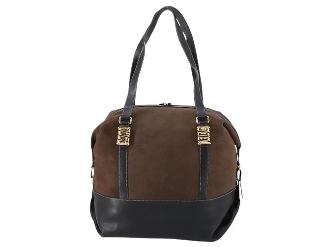 LOEWE Velazquez Boston Bag Leder Braun Gold Auth 146927 - Ansicht 13