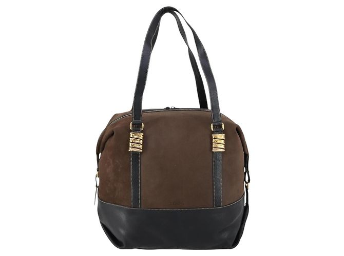 LOEWE Velazquez Boston Bag Leder Braun Gold Auth 146927 - Ansicht 2