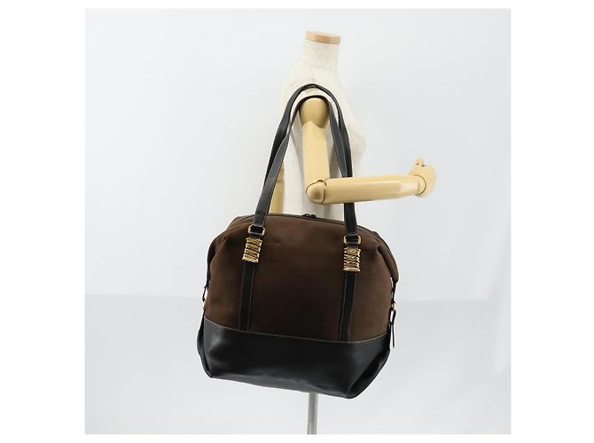 LOEWE Velazquez Boston Bag Leder Braun Gold Auth 146927 - Ansicht 23