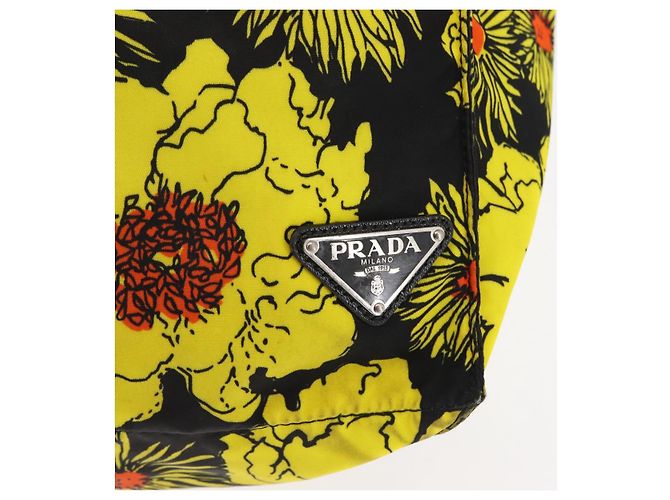 Borsa Tote PRADA Nylon Gialla Argento Auth 146333 Giallo - vista 14