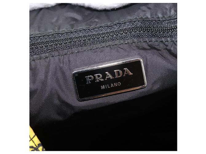 Borsa Tote PRADA Nylon Gialla Argento Auth 146333 Giallo - vista 15