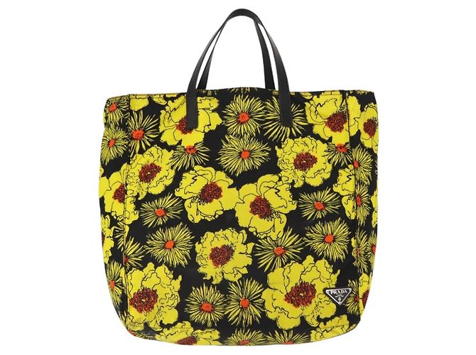 Borsa Tote PRADA Nylon Gialla Argento Auth 146333 Giallo - vista 2