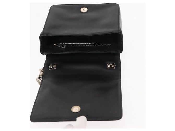 BALLY Borsa a Spalla con Catena Pelle Nera Auth BA6843 Nero - vista 14
