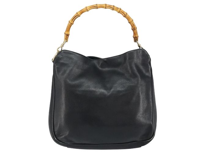 Borsa a mano in pelle Gucci Bamboo nera e oro 001 2123 1638 Auth ep11605 Nero D'oro - vista 2