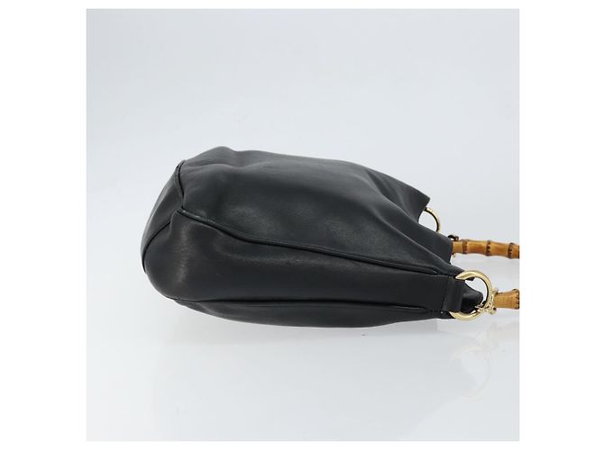 Borsa a mano in pelle Gucci Bamboo nera e oro 001 2123 1638 Auth ep11605 Nero D'oro - vista 3