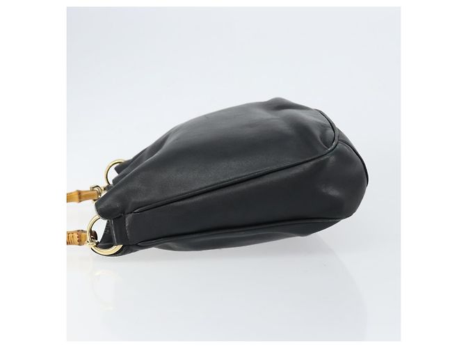Borsa a mano in pelle Gucci Bamboo nera e oro 001 2123 1638 Auth ep11605 Nero D'oro - vista 4
