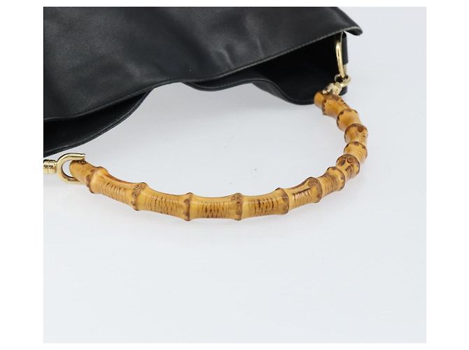 Borsa a mano in pelle Gucci Bamboo nera e oro 001 2123 1638 Auth ep11605 Nero D'oro - vista 7