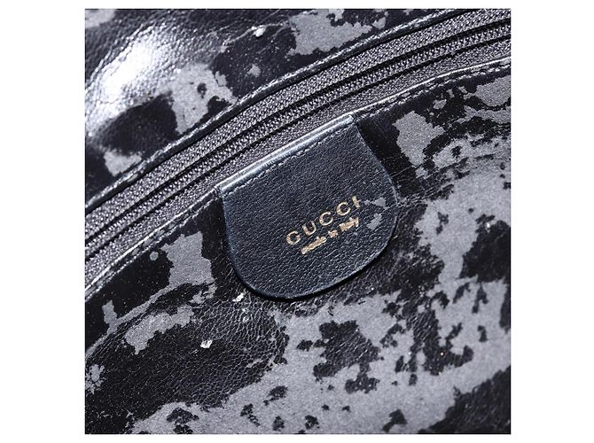 Borsa a mano in pelle Gucci Bamboo nera e oro 001 2123 1638 Auth ep11605 Nero D'oro - vista 9