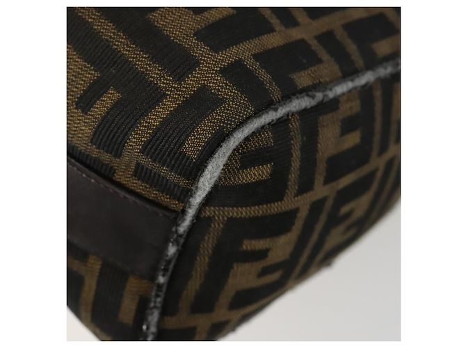 Borsa a mano in tela Zucca FENDI Nera Marrone Auth 153070 Nero - vista 14