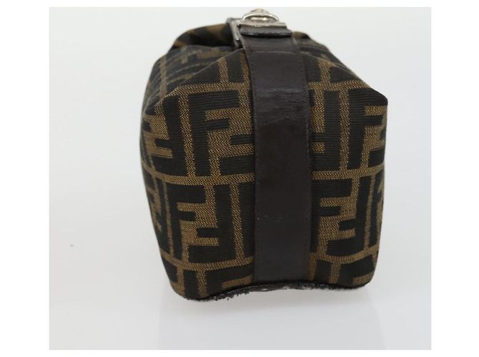 Borsa a mano in tela Zucca FENDI Nera Marrone Auth 153070 Nero - vista 4