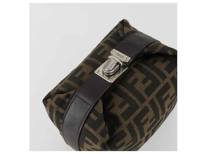 Borsa a mano in tela Zucca FENDI Nera Marrone Auth 153070 Nero - vista 5