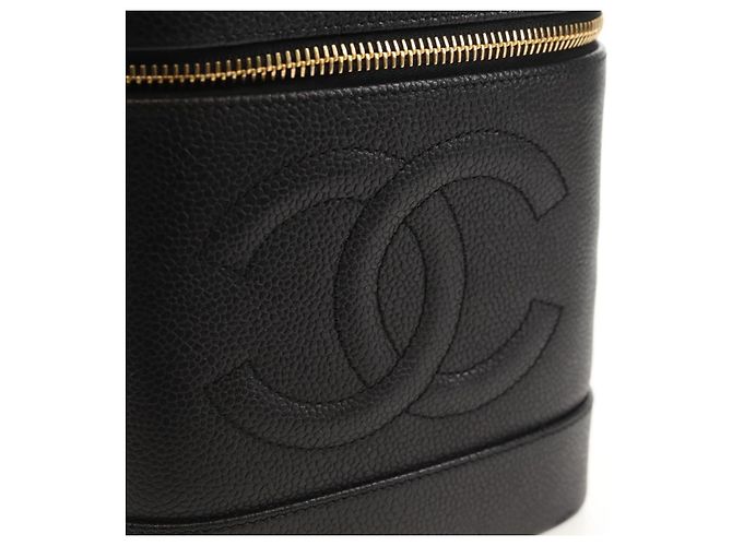 Pochette Vanity CHANEL COCO Mark in Pelle Caviar Nera Oro CC Auth 153739SAV Nero D'oro - vista 15