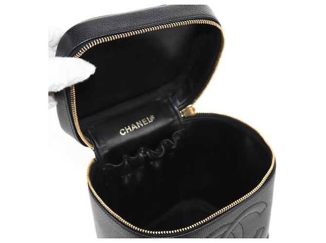 Pochette Vanity CHANEL COCO Mark in Pelle Caviar Nera Oro CC Auth 153739SAV Nero D'oro - vista 16