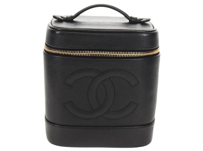 Pochette Vanity CHANEL COCO Mark in Pelle Caviar Nera Oro CC Auth 153739SAV Nero D'oro - vista 2