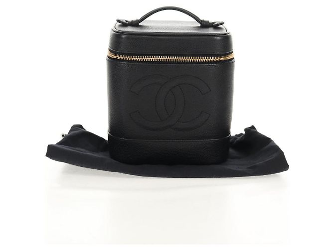 Pochette Vanity CHANEL COCO Mark in Pelle Caviar Nera Oro CC Auth 153739SAV Nero D'oro - vista 26