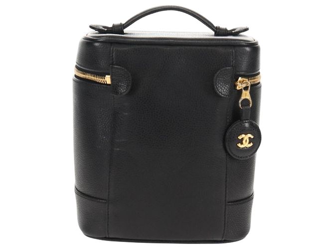 Pochette Vanity CHANEL COCO Mark in Pelle Caviar Nera Oro CC Auth 153739SAV Nero D'oro - vista 3