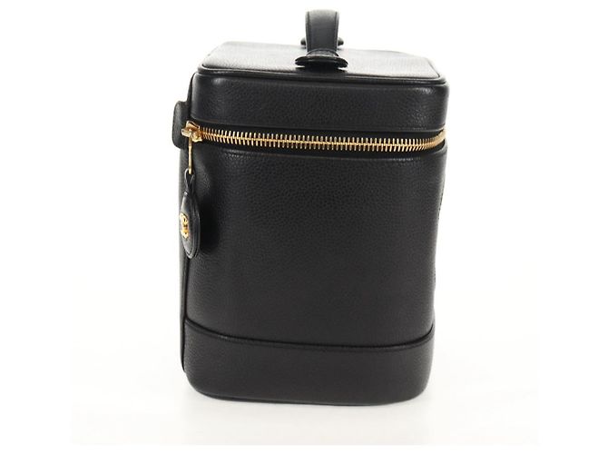 Pochette Vanity CHANEL COCO Mark in Pelle Caviar Nera Oro CC Auth 153739SAV Nero D'oro - vista 5