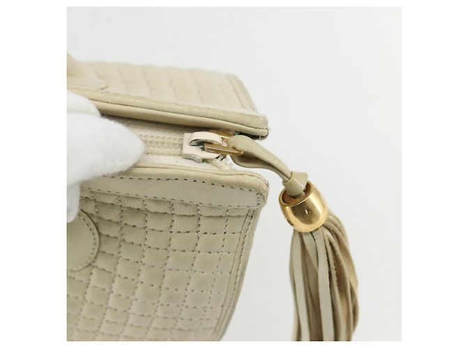 BALLY Borsa a Mano Trapuntata in Pelle Bianca e Oro Auth ti3520 Bianco D'oro - vista 14