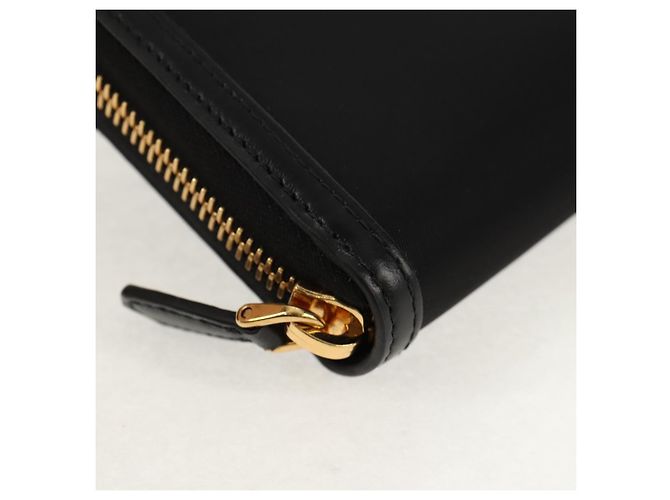 PRADA Cartera Larga de Cuero Nylon Negro Oro 1ML506 Auth am10026V Dorado - vista 14