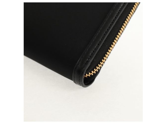 PRADA Cartera Larga de Cuero Nylon Negro Oro 1ML506 Auth am10026V Dorado - vista 15