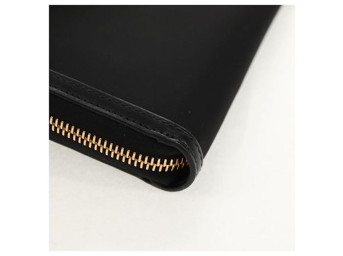 PRADA Cartera Larga de Cuero Nylon Negro Oro 1ML506 Auth am10026V Dorado - vista 16