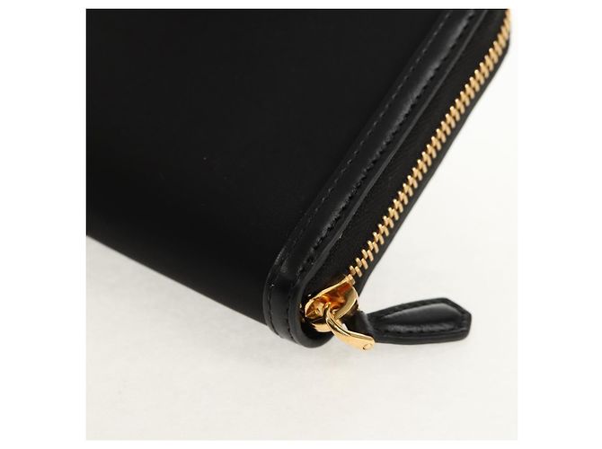 PRADA Cartera Larga de Cuero Nylon Negro Oro 1ML506 Auth am10026V Dorado - vista 17