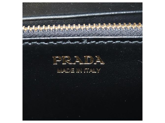 PRADA Cartera Larga de Cuero Nylon Negro Oro 1ML506 Auth am10026V Dorado - vista 19