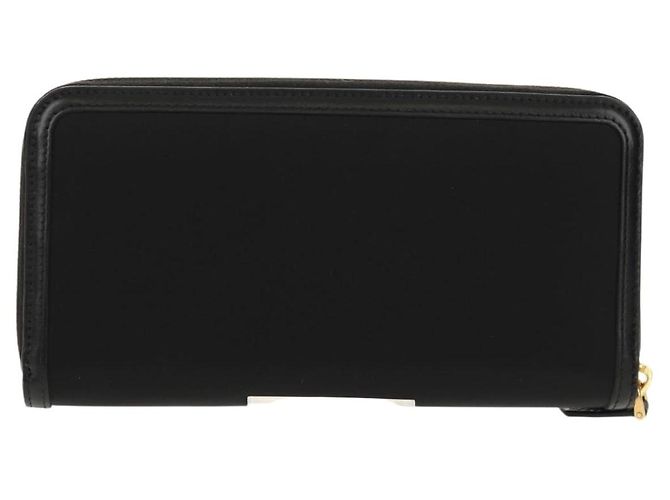 PRADA Cartera Larga de Cuero Nylon Negro Oro 1ML506 Auth am10026V Dorado - vista 2