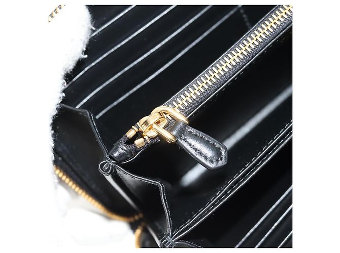 PRADA Cartera Larga de Cuero Nylon Negro Oro 1ML506 Auth am10026V Dorado - vista 20