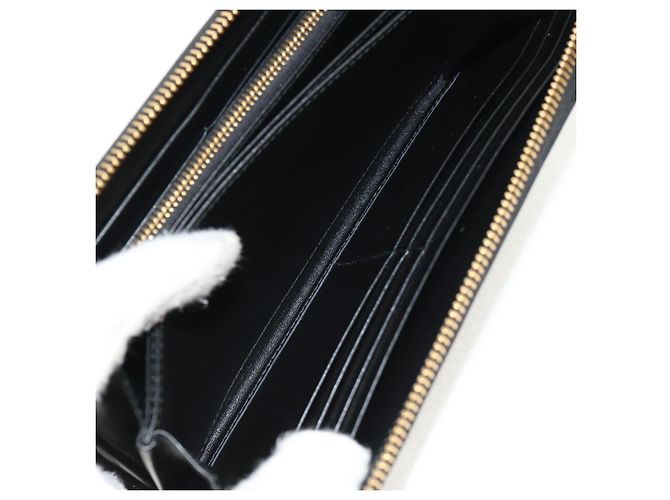 PRADA Cartera Larga de Cuero Nylon Negro Oro 1ML506 Auth am10026V Dorado - vista 22