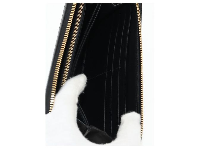 PRADA Cartera Larga de Cuero Nylon Negro Oro 1ML506 Auth am10026V Dorado - vista 23