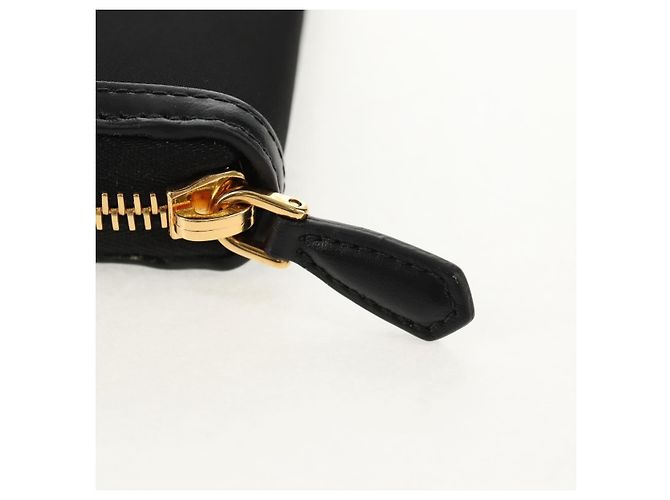 PRADA Cartera Larga de Cuero Nylon Negro Oro 1ML506 Auth am10026V Dorado - vista 7