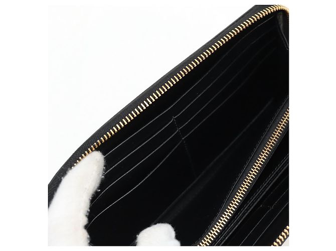 PRADA Cartera Larga de Cuero Nylon Negro Oro 1ML506 Auth am10026V Dorado - vista 8
