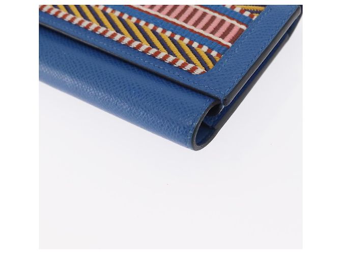 Hermès HERMES Cartera Larga Sangrecaval de Cuero Azul Auth 156370M - vista 10