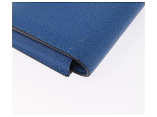 Hermès HERMES Cartera Larga Sangrecaval de Cuero Azul Auth 156370M - vista 11