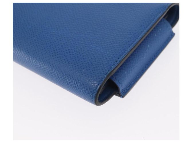 Hermès HERMES Cartera Larga Sangrecaval de Cuero Azul Auth 156370M - vista 12
