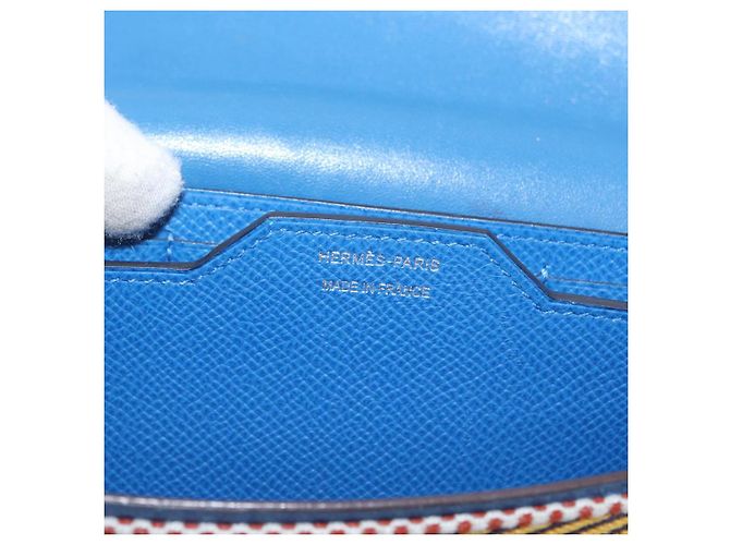 Hermès HERMES Cartera Larga Sangrecaval de Cuero Azul Auth 156370M - vista 15