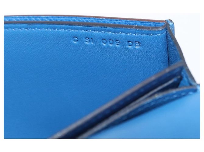 Hermès HERMES Cartera Larga Sangrecaval de Cuero Azul Auth 156370M - vista 19