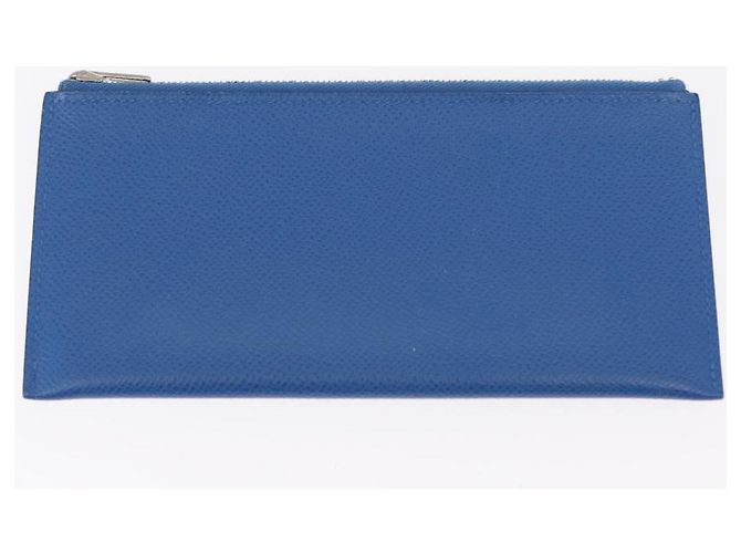Hermès HERMES Cartera Larga Sangrecaval de Cuero Azul Auth 156370M - vista 20