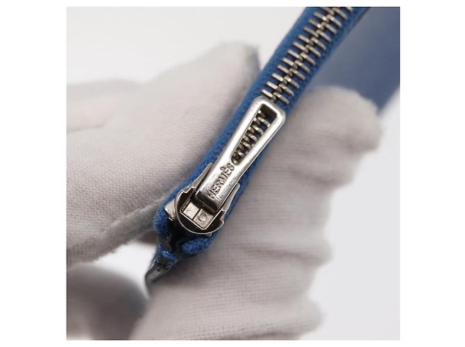 Hermès HERMES Cartera Larga Sangrecaval de Cuero Azul Auth 156370M - vista 26