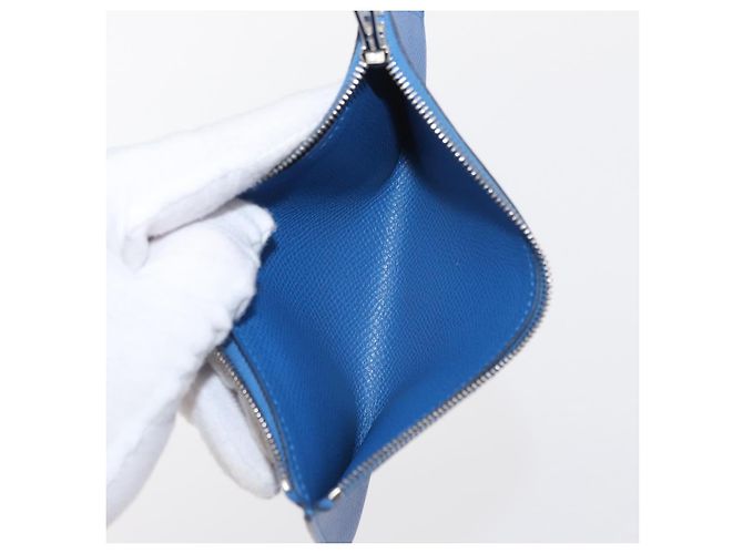 Hermès HERMES Cartera Larga Sangrecaval de Cuero Azul Auth 156370M - vista 27