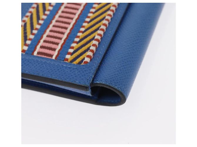 Hermès HERMES Cartera Larga Sangrecaval de Cuero Azul Auth 156370M - vista 9